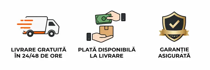 Transport gratuit 24/48h, plata la livrare, garanție asigurată